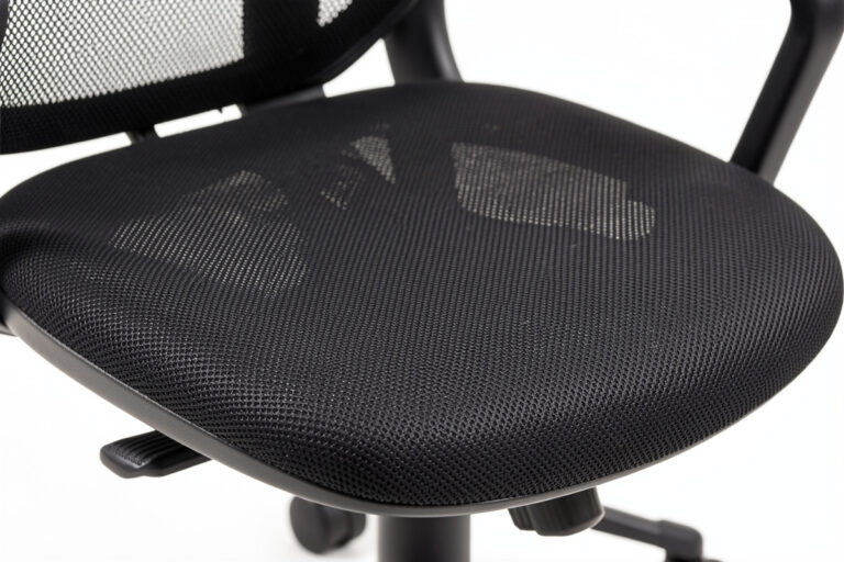 Tensioned mesh office chair seat surface close up