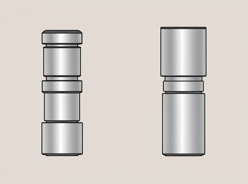 Two-stage versus three-stage telescoping desk leg sections compared side by side